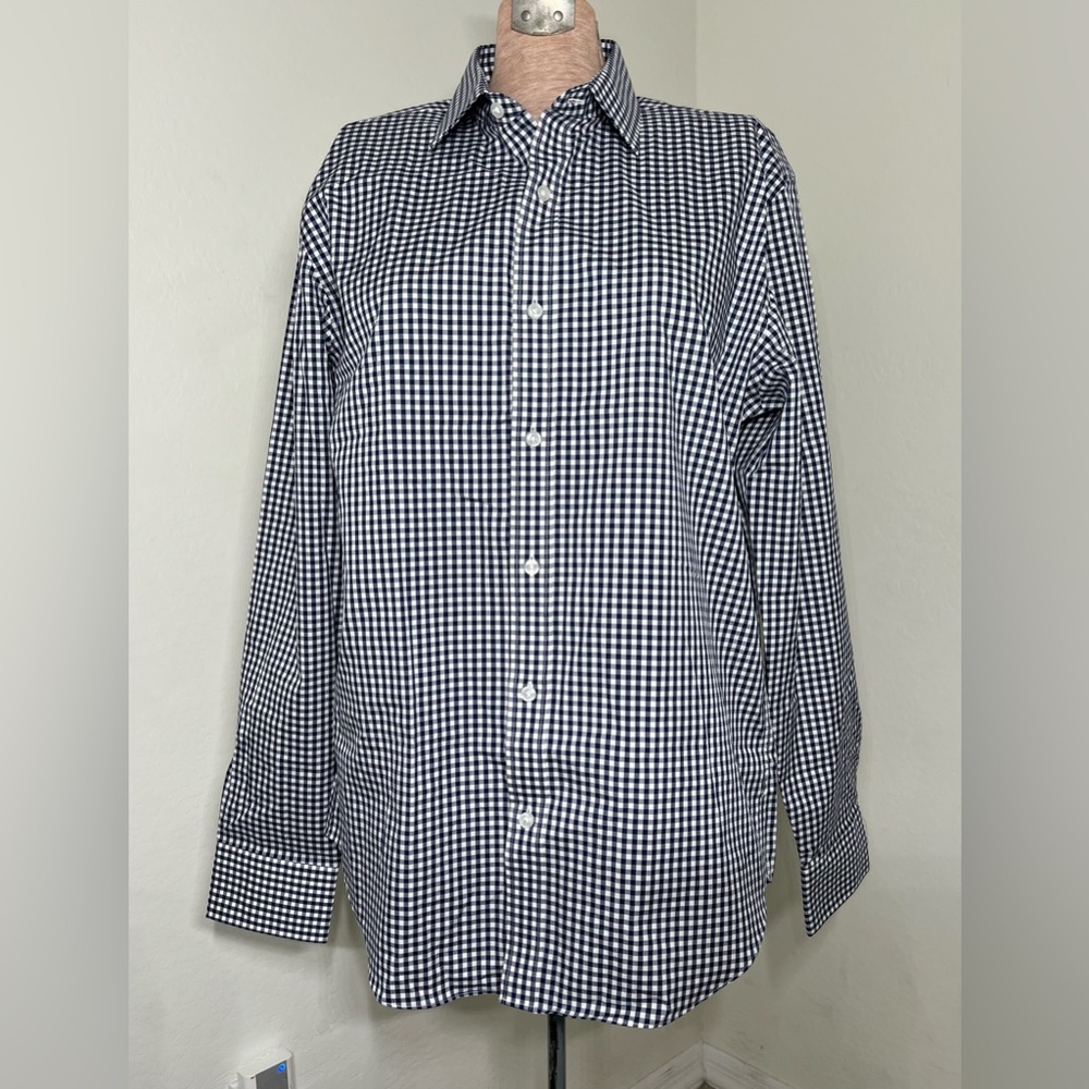 J. Crew Blue and White Gingham Dress Shirt